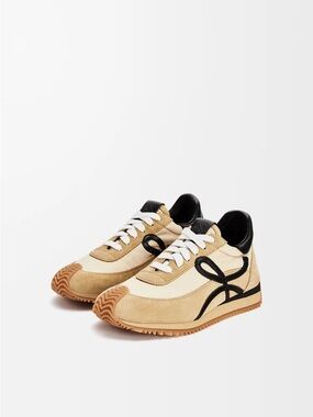 Loewe Flow Runner Monogram Sneaker in Nylon & Suede Gold & Black